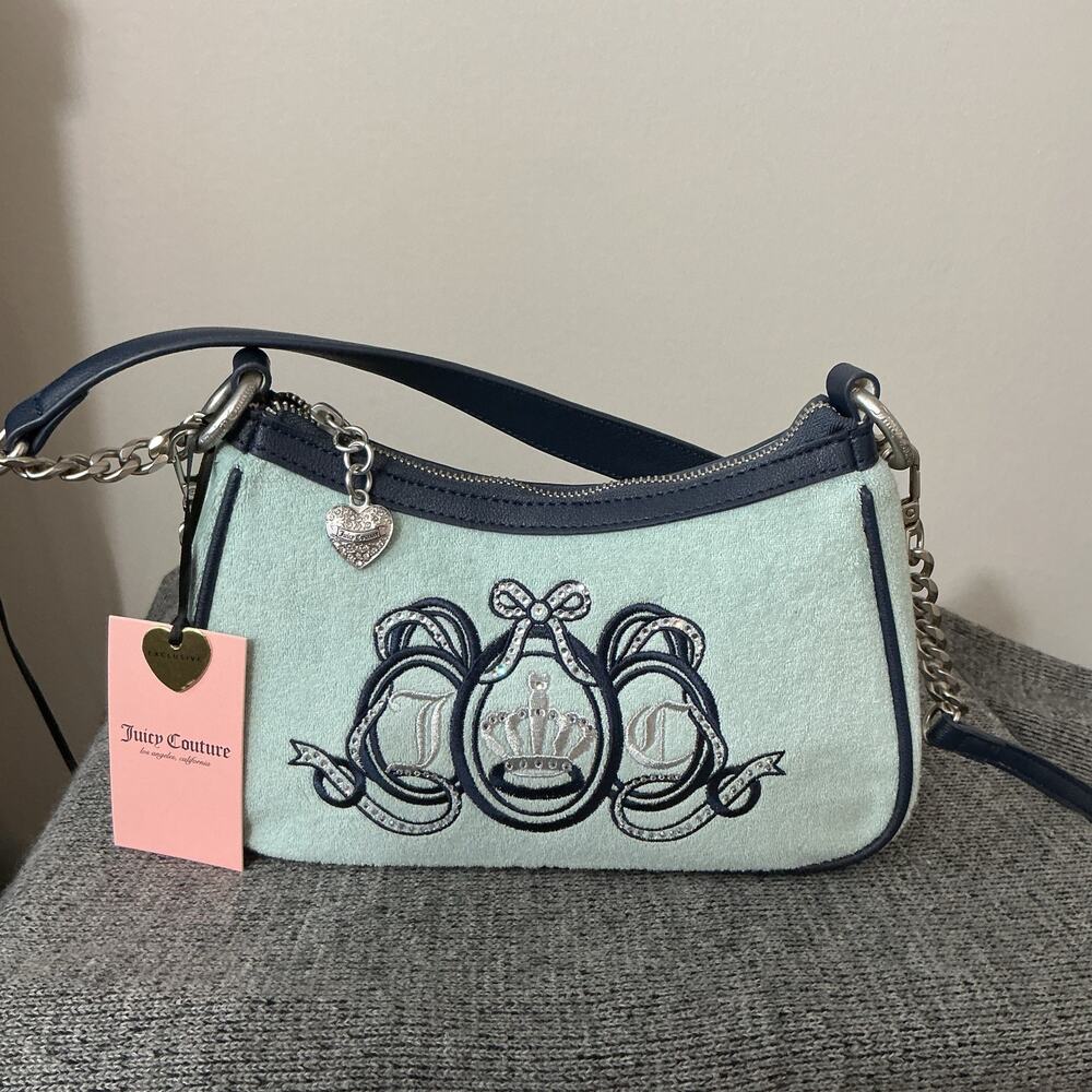 NWT Juicy Couture Royal Turquoise Shoulder Bag, embellished logo